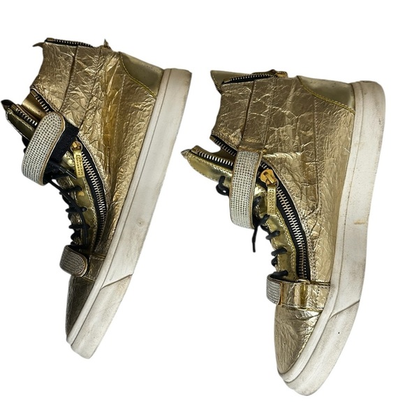 Giuseppe Zanotti gold Metallic Leather High-Top Sneakers ($1,090) main image 7